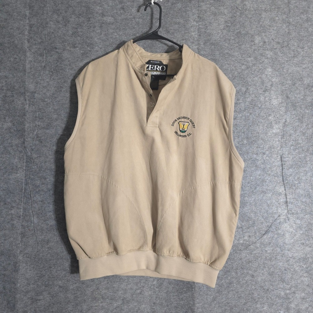 Zero Restriction Vest Mens Medium Beige Microsuede Golf Club Member Guest 06 VTG